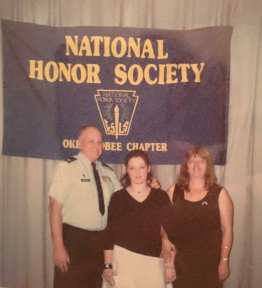 Col. Larry Saucier and wife Karen were proud to see their daughter Katie inducted into the National Honor Society at Okeechobee High School.